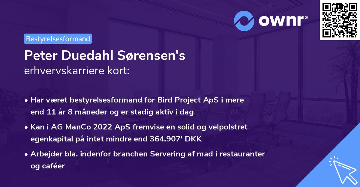 Peter Duedahl Sørensen's erhvervskarriere kort