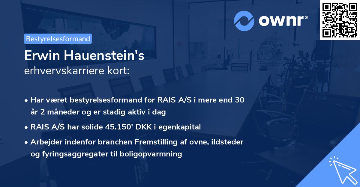 Erwin Hauenstein's erhvervskarriere kort