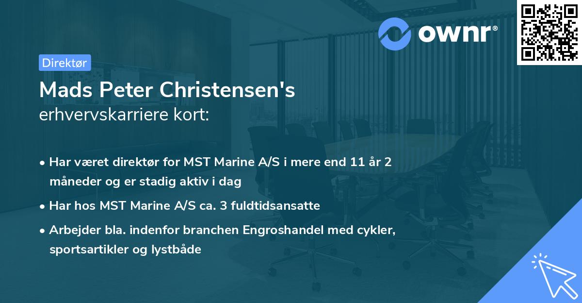 Mads Peter Christensen's erhvervskarriere kort