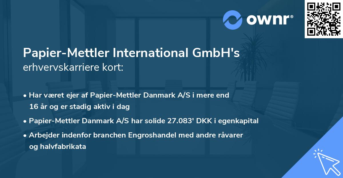 Papier-Mettler International GmbH's erhvervskarriere kort