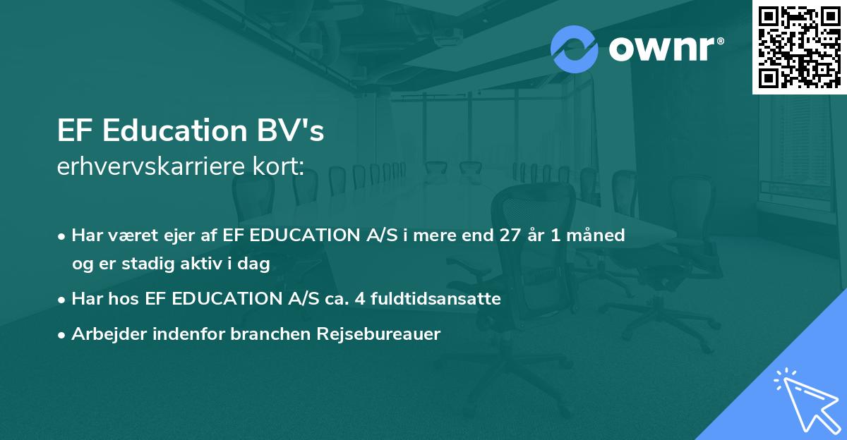 EF Education BV's erhvervskarriere kort