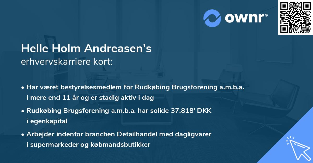 Helle Holm Andreasen's erhvervskarriere kort