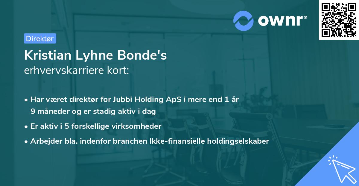 Kristian Lyhne Bonde's erhvervskarriere kort