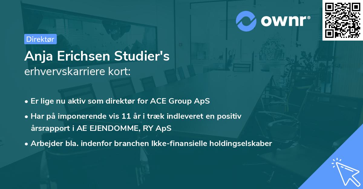 Anja Erichsen Studier's erhvervskarriere kort