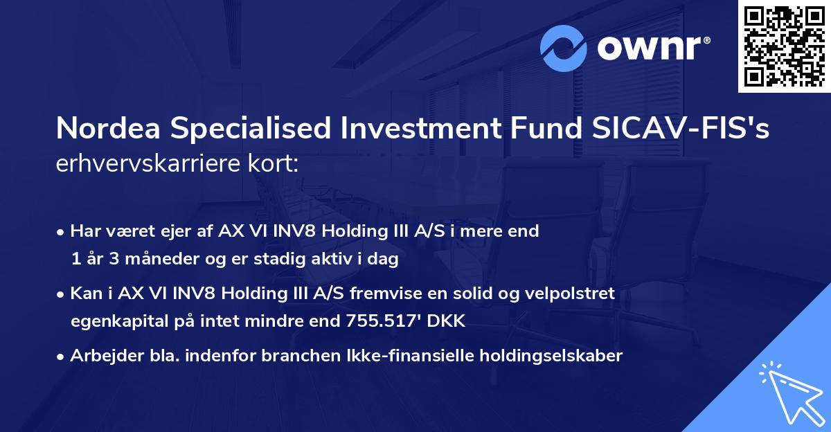 Nordea Specialised Investment Fund SICAV-FIS's erhvervskarriere kort