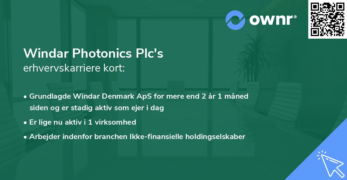 Windar Photonics Plc's erhvervskarriere kort