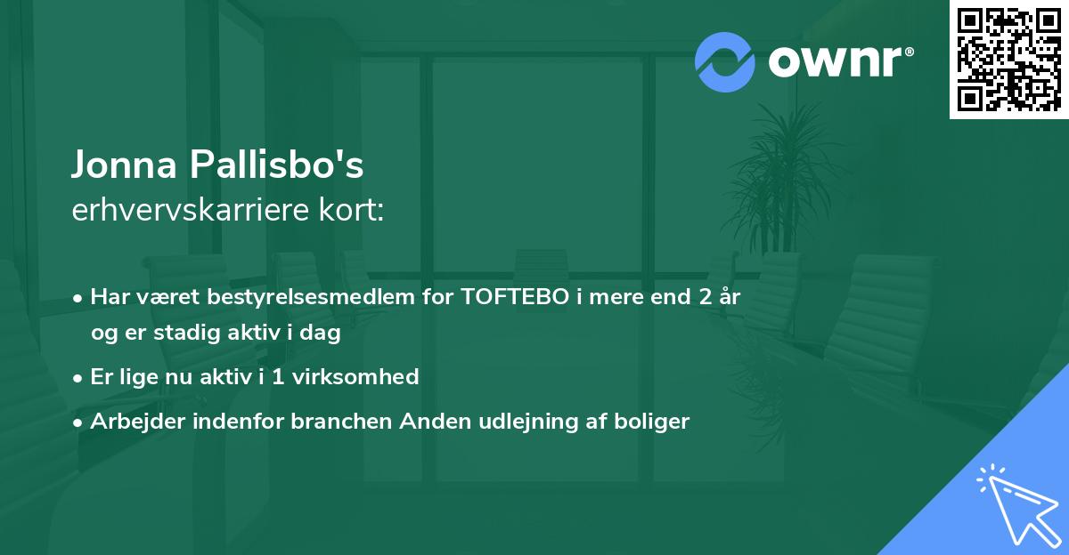 Jonna Pallisbo's erhvervskarriere kort
