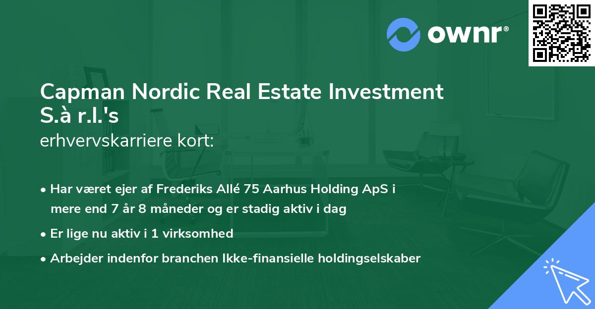 Capman Nordic Real Estate Investment S.à r.l.'s erhvervskarriere kort