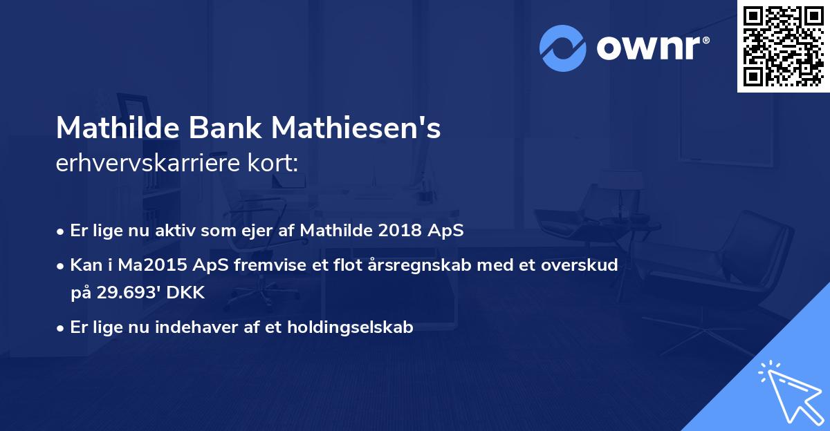 Mathilde Bank Mathiesen's erhvervskarriere kort