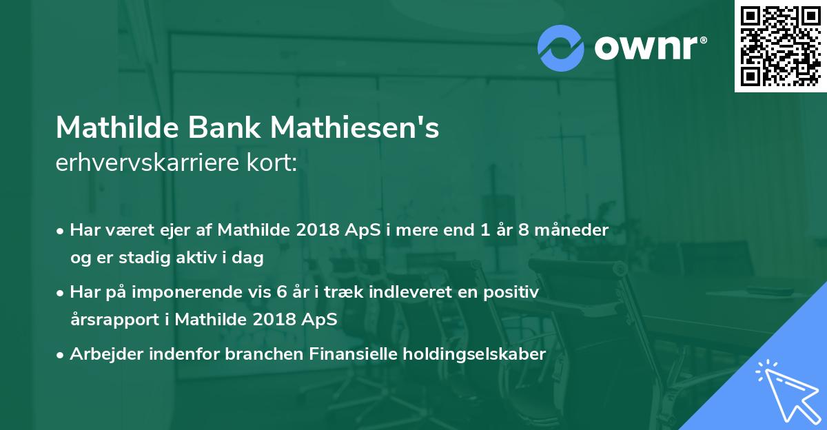 Mathilde Bank Mathiesen's erhvervskarriere kort