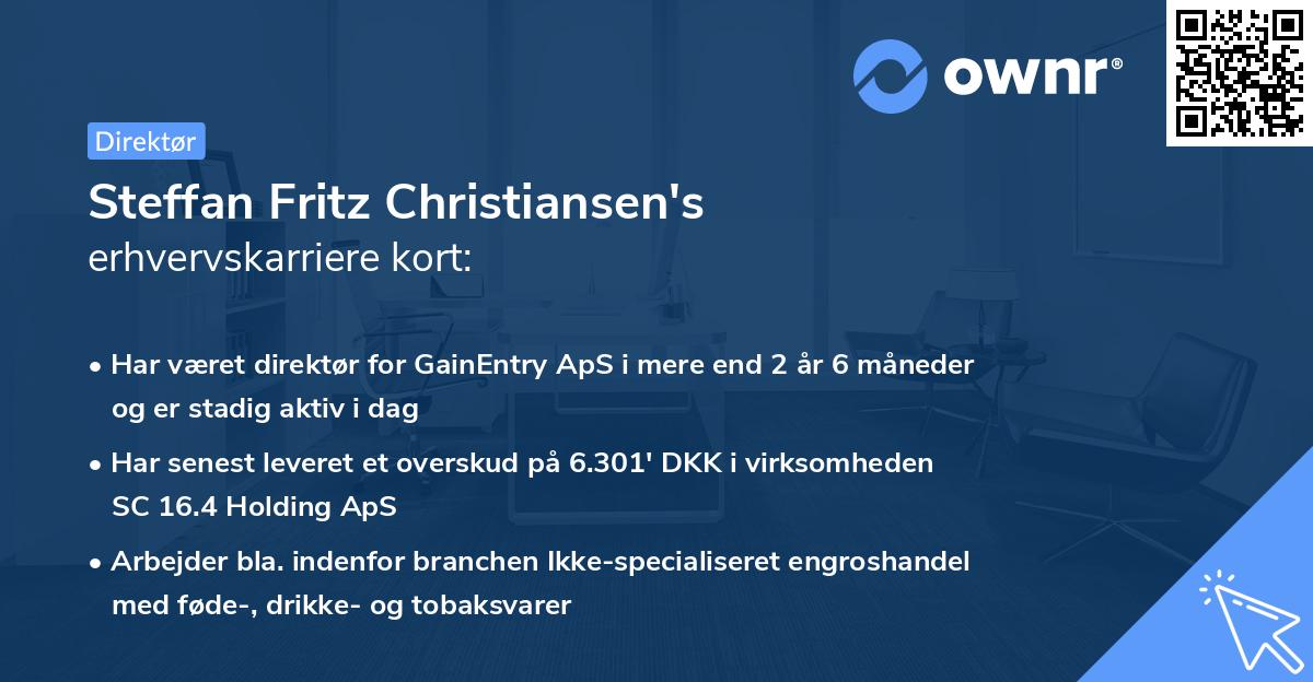 Steffan Fritz Christiansen's erhvervskarriere kort