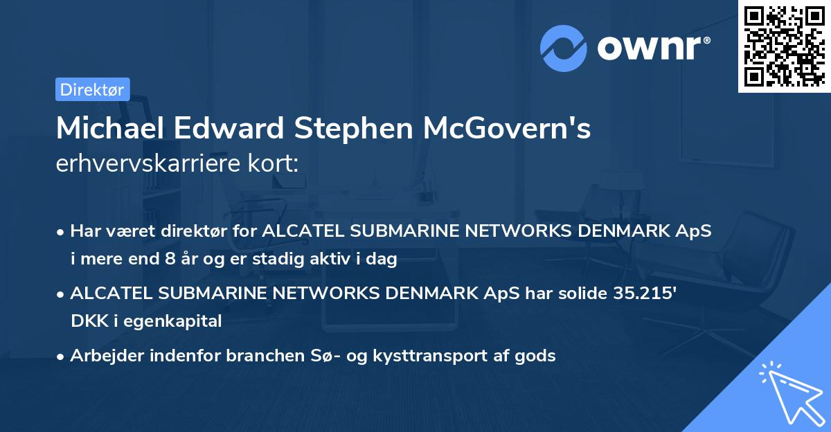 Michael Edward Stephen McGovern's erhvervskarriere kort