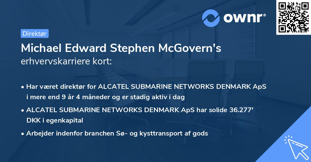 Michael Edward Stephen McGovern's erhvervskarriere kort