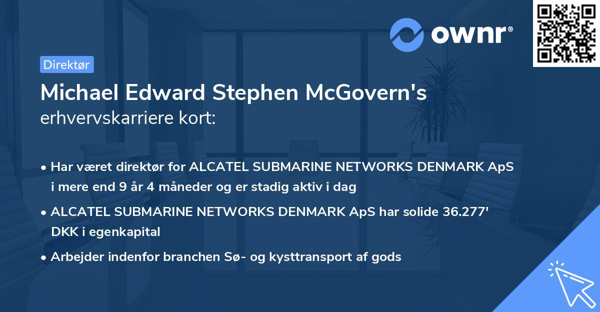 Michael Edward Stephen McGovern's erhvervskarriere kort