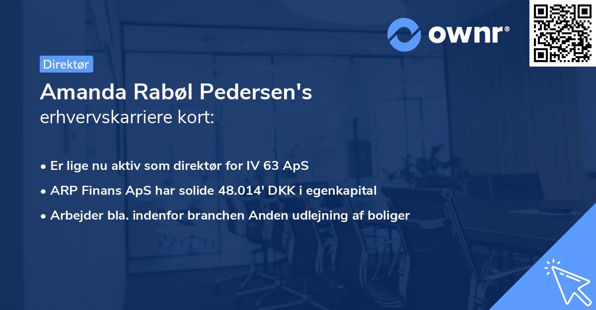 Amanda Rabøl Pedersen's erhvervskarriere kort