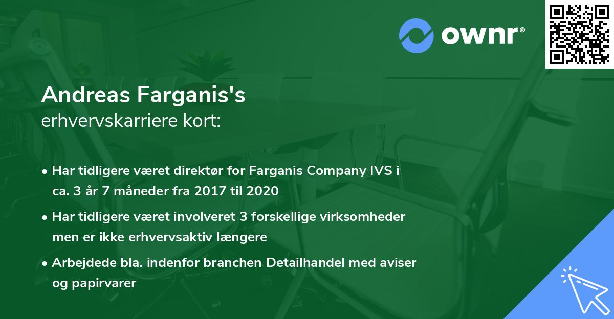 Andreas Farganis's erhvervskarriere kort