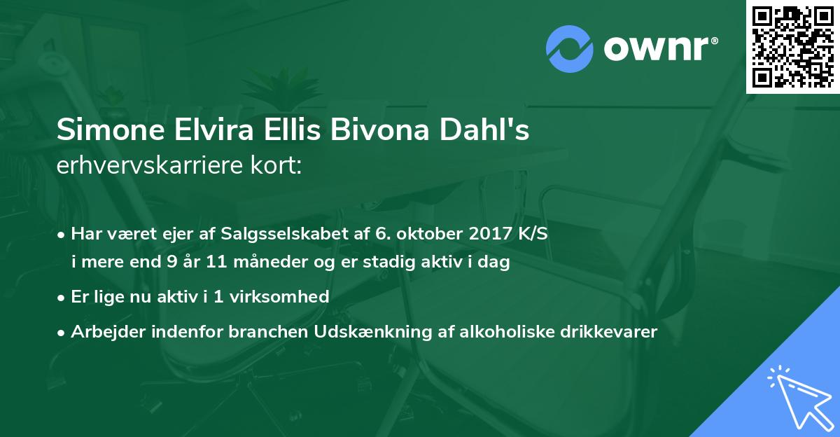 Simone Elvira Ellis Bivona Dahl's erhvervskarriere kort