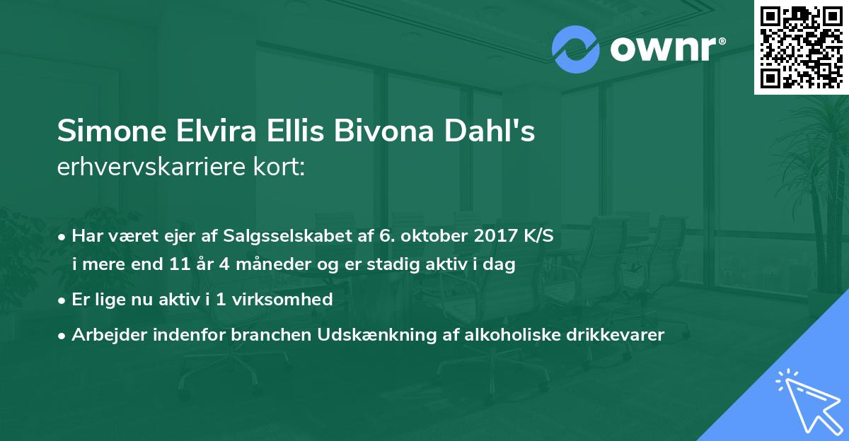 Simone Elvira Ellis Bivona Dahl's erhvervskarriere kort