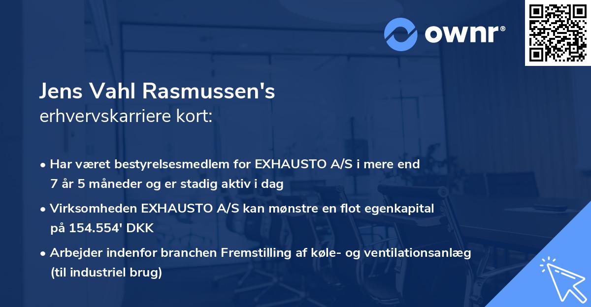 Jens Vahl Rasmussen's erhvervskarriere kort