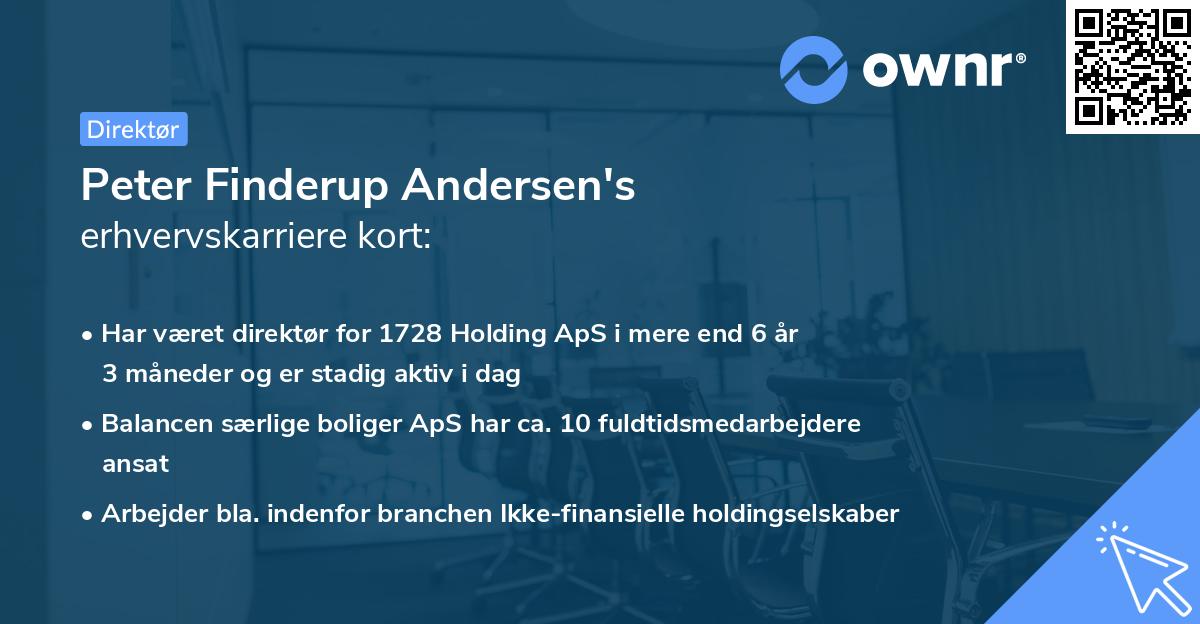 Peter Finderup Andersen's erhvervskarriere kort