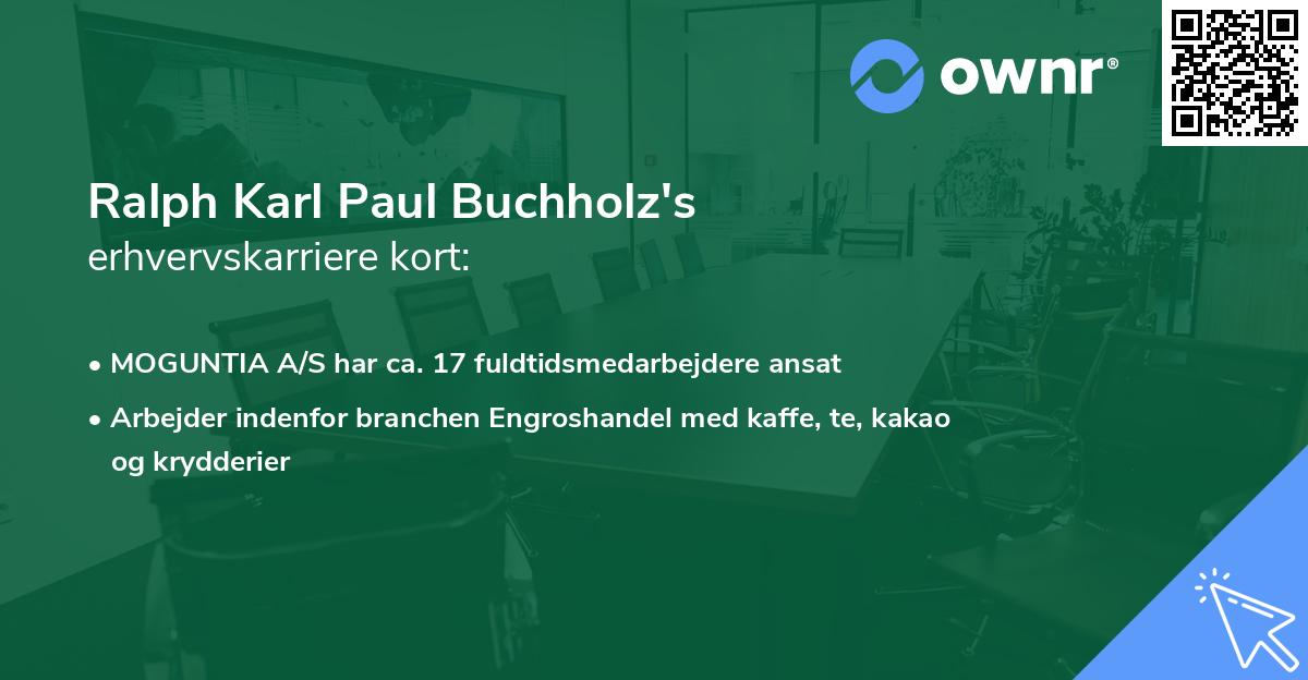 Ralph Karl Paul Buchholz's erhvervskarriere kort