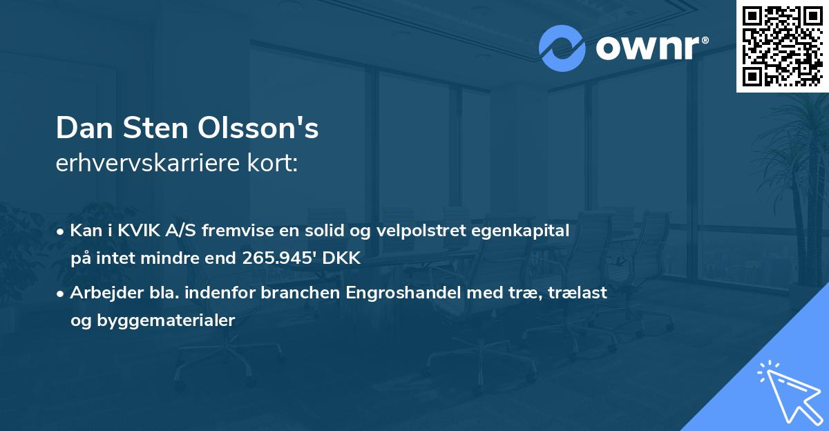 Dan Sten Olsson's erhvervskarriere kort