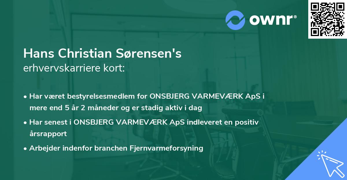 Hans Christian Sørensen's erhvervskarriere kort