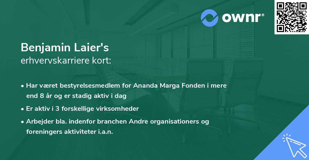 Benjamin Laier's erhvervskarriere kort