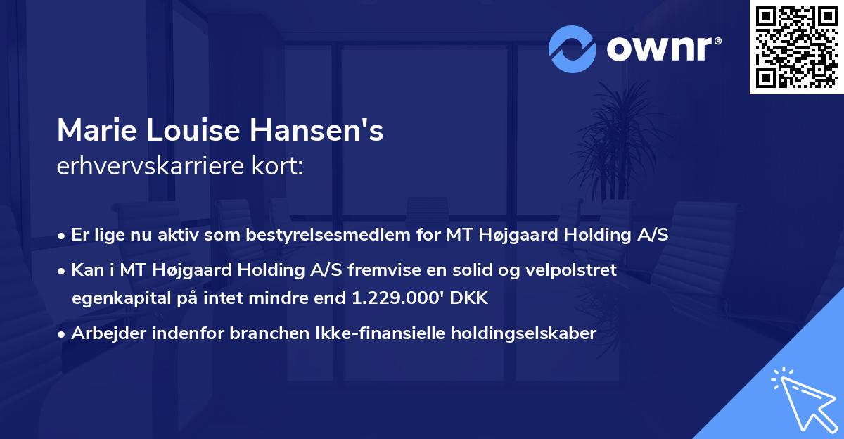 Marie Louise Hansen's erhvervskarriere kort