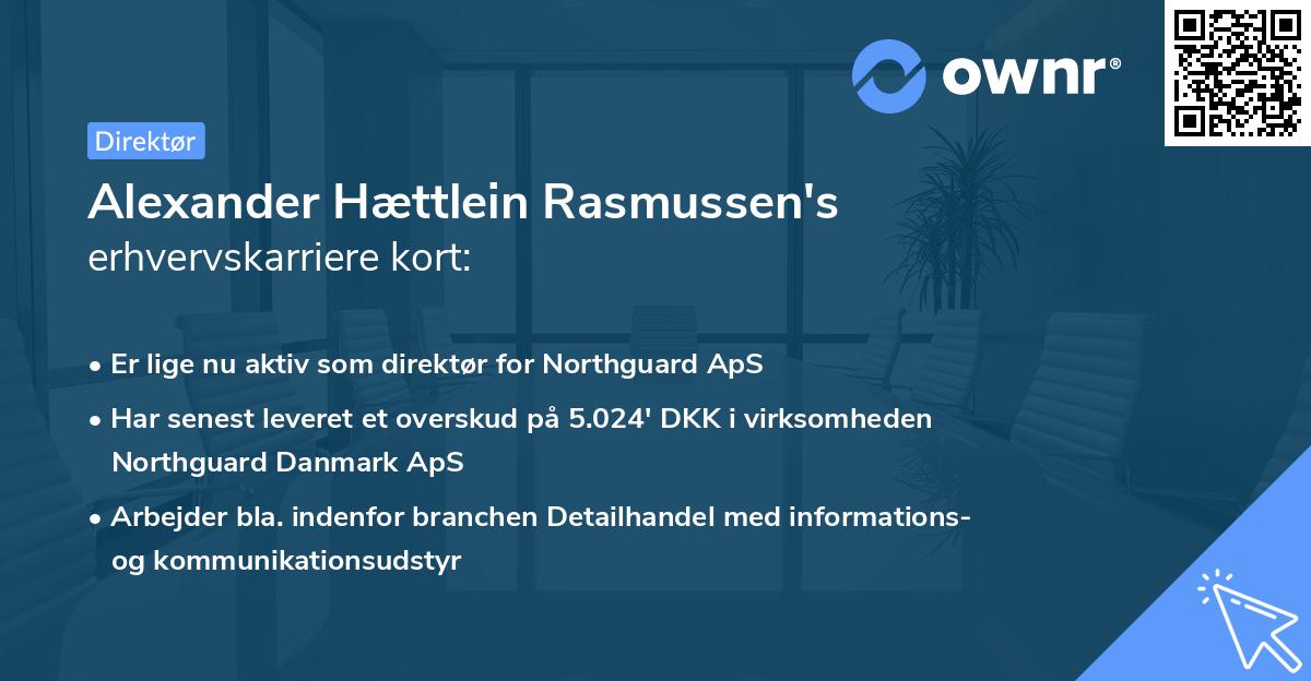 Alexander Hættlein Rasmussen's erhvervskarriere kort