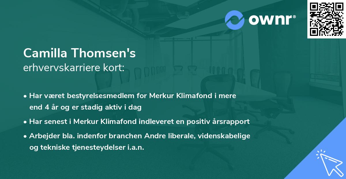 Camilla Thomsen's erhvervskarriere kort