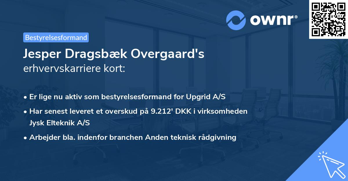 Jesper Dragsbæk Overgaard's erhvervskarriere kort