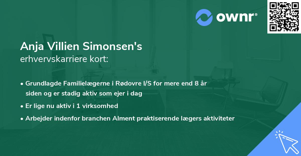 Anja Villien Simonsen's erhvervskarriere kort