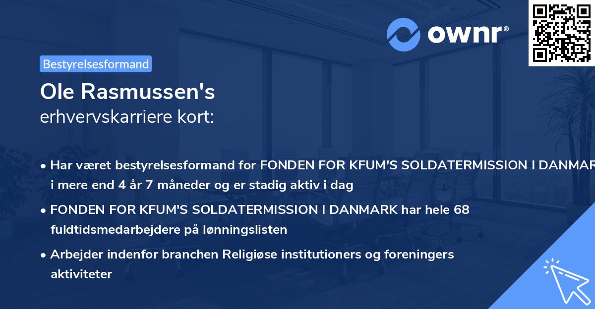 Ole Rasmussen's erhvervskarriere kort