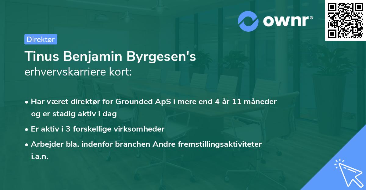 Tinus Benjamin Byrgesen's erhvervskarriere kort