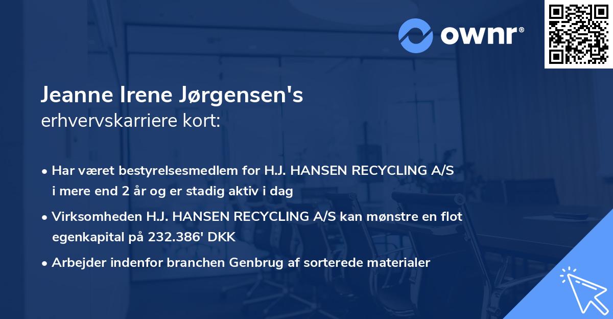 Jeanne Irene Jørgensen's erhvervskarriere kort