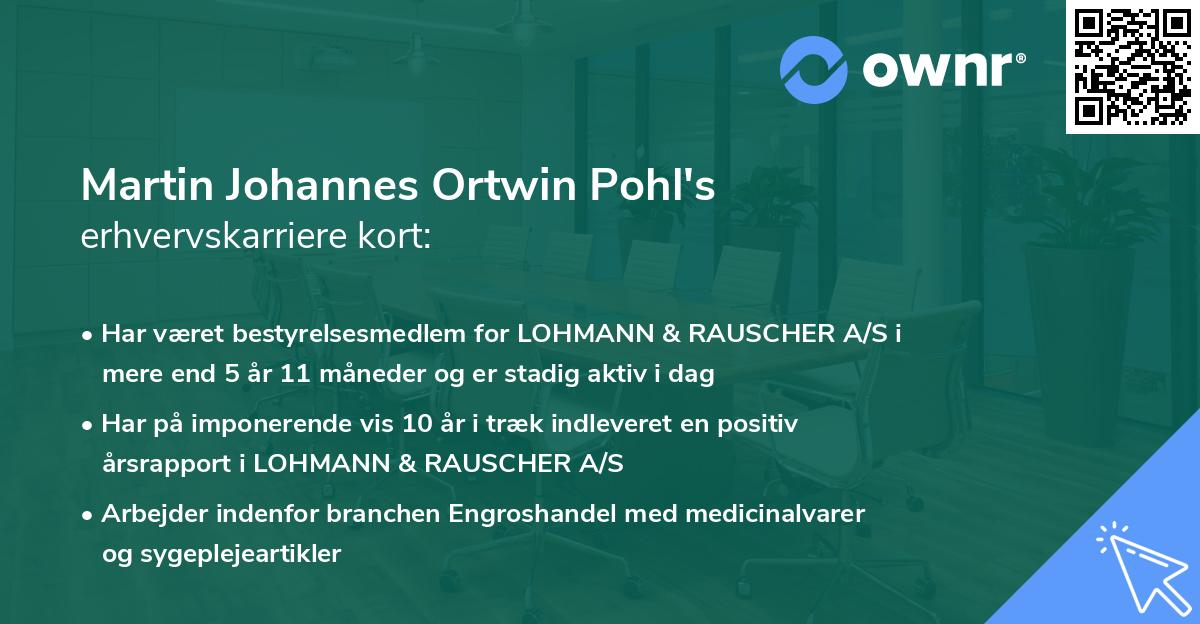 Martin Johannes Ortwin Pohl's erhvervskarriere kort