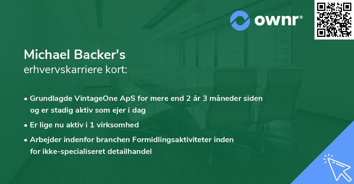 Michael Backer's erhvervskarriere kort