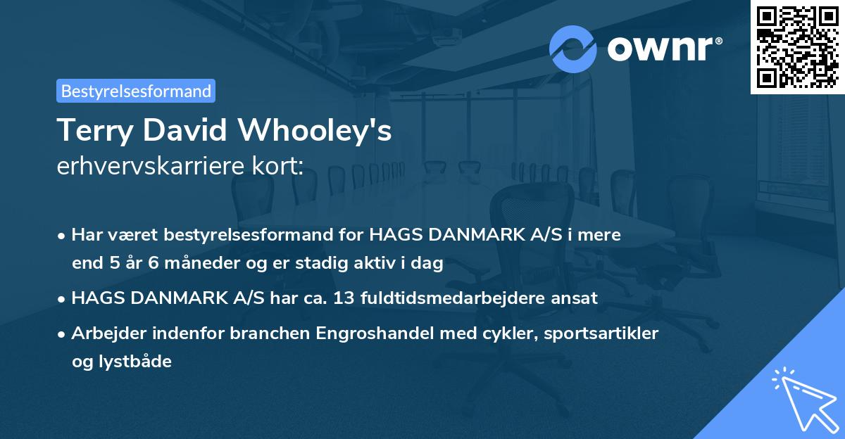 Terry David Whooley's erhvervskarriere kort