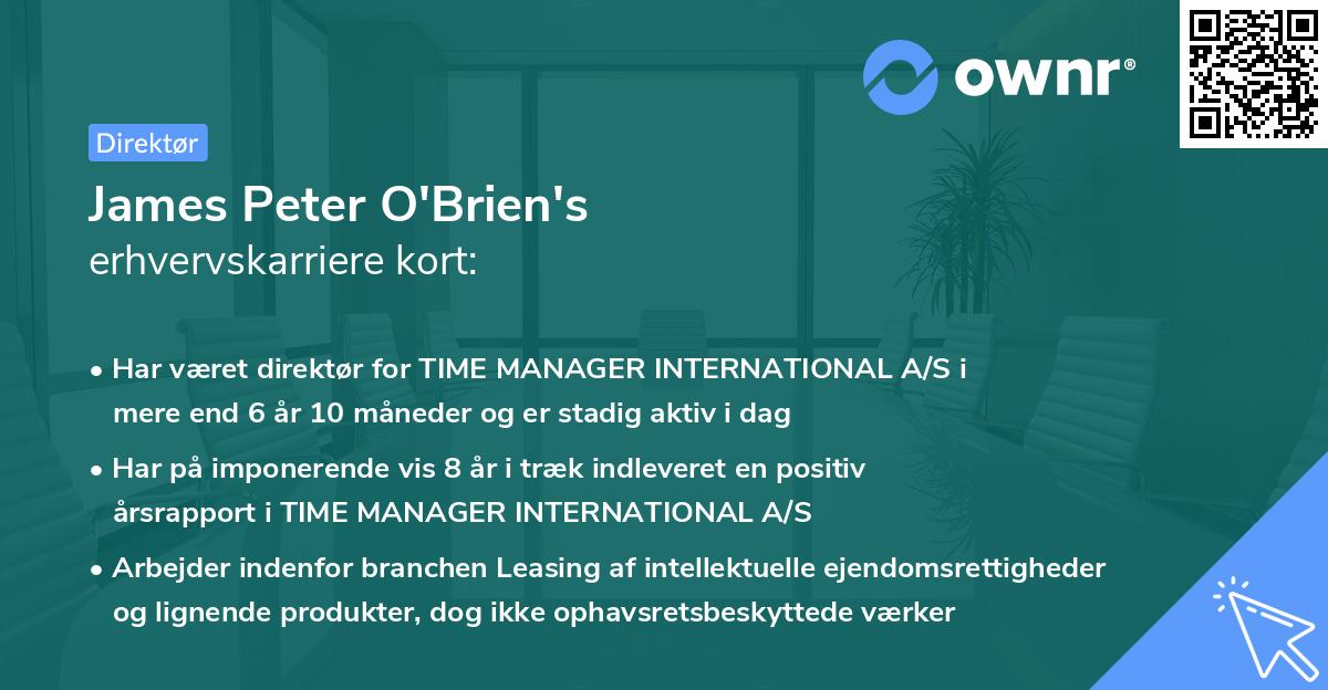 James Peter O'Brien's erhvervskarriere kort