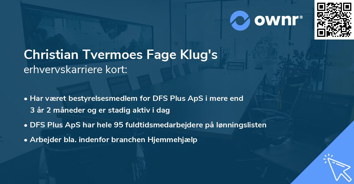 Christian Tvermoes Fage Klug's erhvervskarriere kort