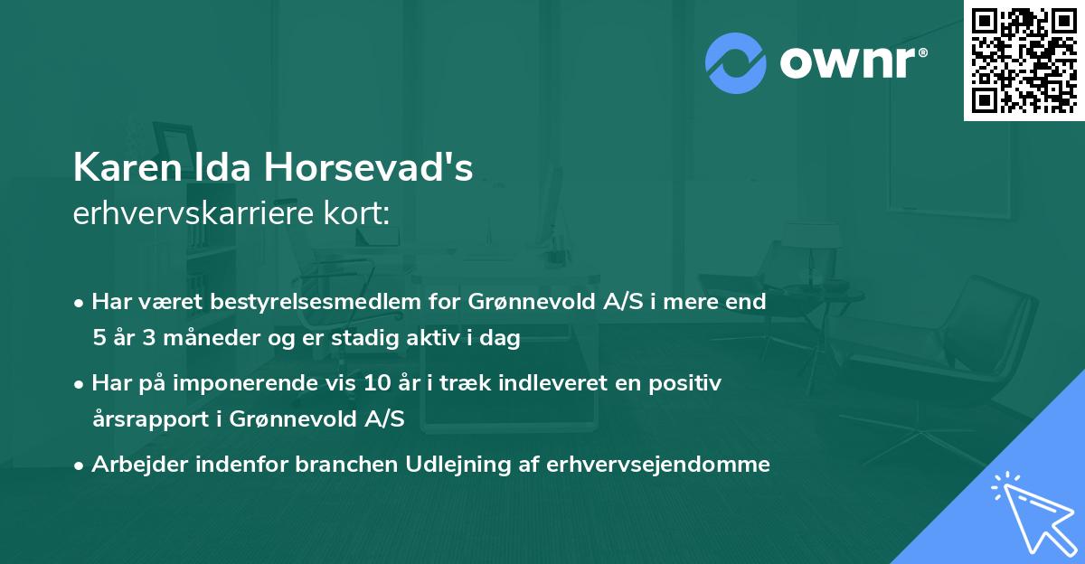 Karen Ida Horsevad's erhvervskarriere kort