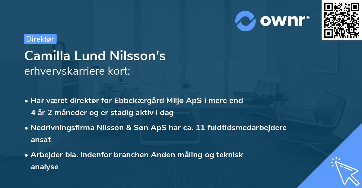Camilla Lund Nilsson's erhvervskarriere kort