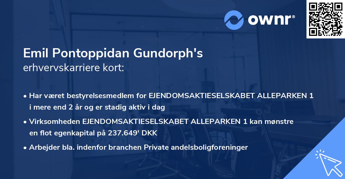 Emil Pontoppidan Gundorph's erhvervskarriere kort