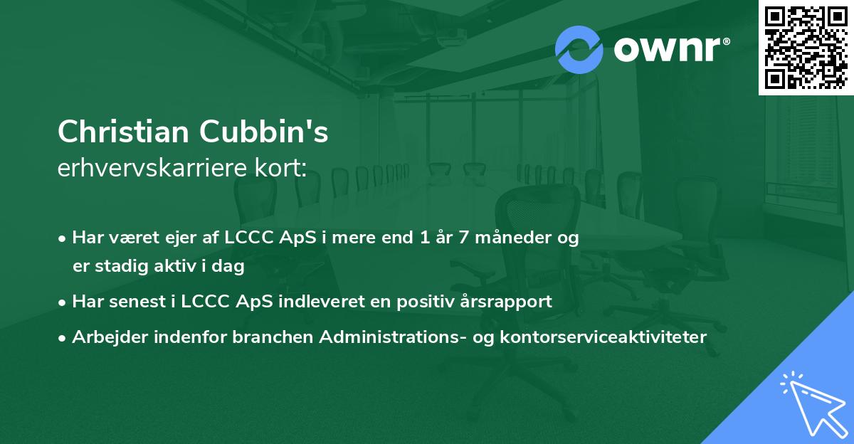 Christian Cubbin's erhvervskarriere kort