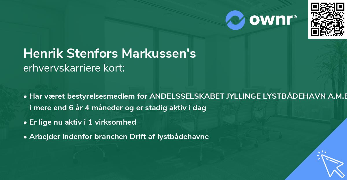 Henrik Stenfors Markussen's erhvervskarriere kort