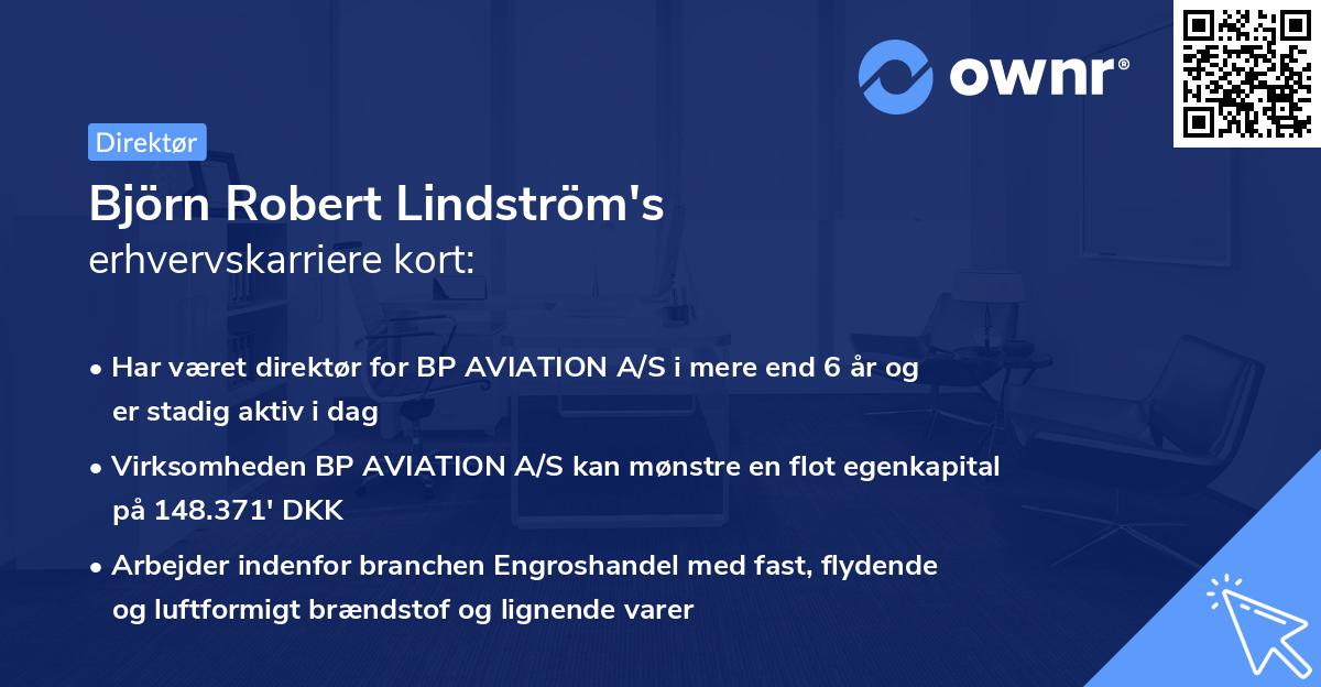 Björn Robert Lindström's erhvervskarriere kort