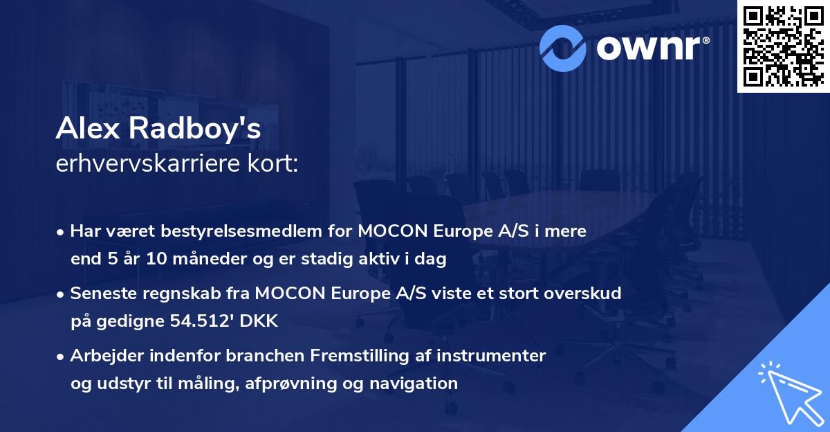 Alex Radboy's erhvervskarriere kort