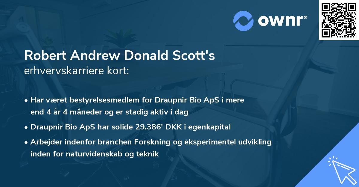 Robert Andrew Donald Scott's erhvervskarriere kort