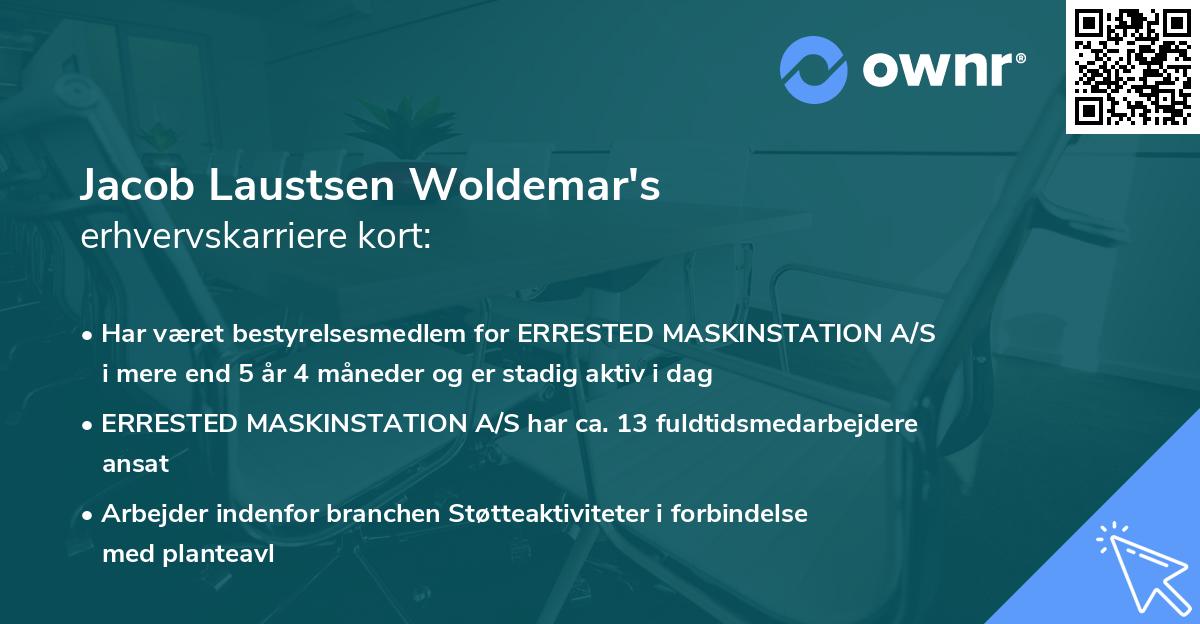 Jacob Laustsen Woldemar's erhvervskarriere kort
